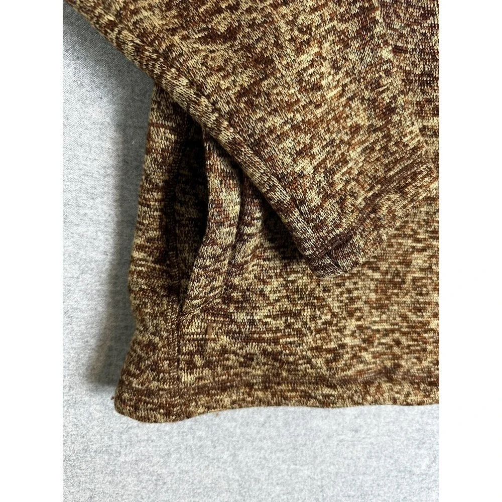 Eddie Bauer Sweater Mens Medium Brown Quarter Zip Fleece Pullover Pockets Sherpa